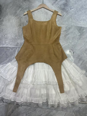 Peng Backband Dress 2025 Spring Street Wind Design Sensing Collust Design Collust Design Cake Dress Short Dress